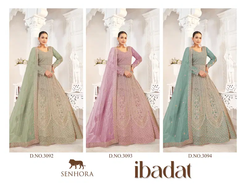 Ibadat By Senhora Butterfly Net Gown With Dupatta Wholesale Market In Surat